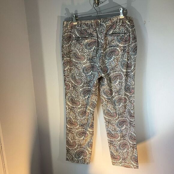 Talbots The Perfect Crop Beige Multi Paisley Cotton Stretch Pants, 6 - Picture 5 of 10